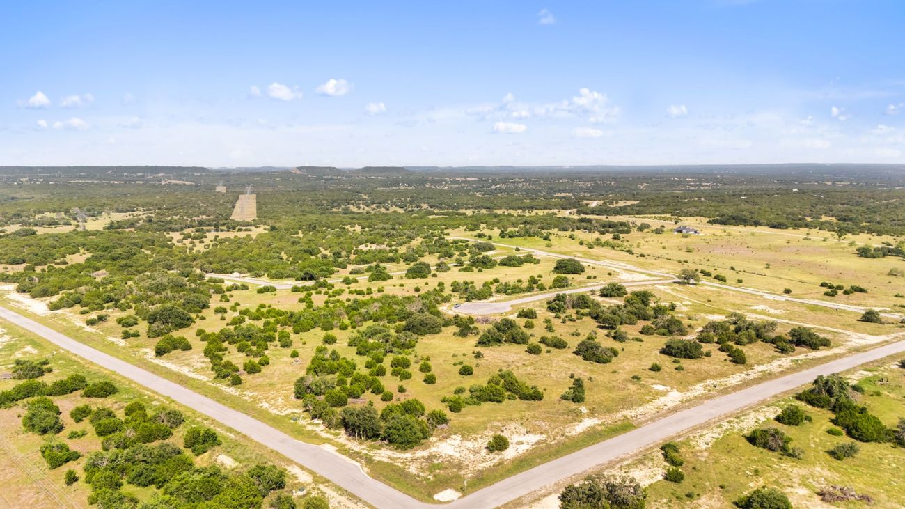 Aerial view of rolling pastureland at Natures Cove